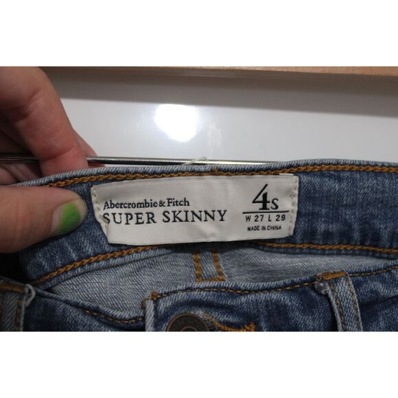 Womens Abercrombie & Fitch Super Skinny Blue Denim Light Wash Jeans Size 4 Short - Picture 3 of 6